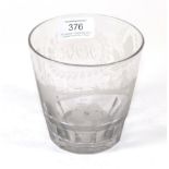 A Regency Glass Tumbler, circa 1820, engraved with a sailing ship beneath an iron bridge, the