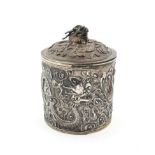 A Chinese Export Silver Canister, maker's mark SS, possibly for Sun Shing, Hong Kong, late 19th