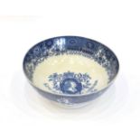 A Pearlware Commemorative Punch Bowl, circa 1793, printed in underglaze blue with bust portraits