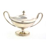 A George III Silver Sauce-Tureen and Cover, by Abstainando King, London, 1802, boat-shaped and on