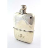 A Large Edward VII Silver Hip-Flask, by Sampson Mordan and Co., London, 1906, plain with pull off