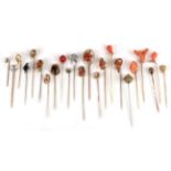 Twenty-Three Stick Pins including four coral portrait examples; five other coral examples; a