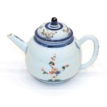 A Chinese Porcelain Teapot and Cover, Kangxi, of ovoid form, painted in famille verte enamels with