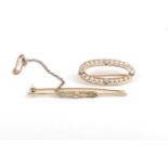 Two Diamond Set Brooches, an oval form set with seed pearls and collet set old cut diamonds at