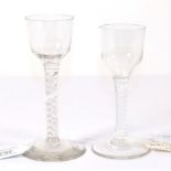 A Wine Glass, circa 1750, the ogee bowl on an opaque twist stem and circular foot, 14cm high; and