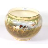 An S Fielding & Co Crown Devon Pottery Jardinière, painted by R Hinton, circa 1910, of ovoid form,