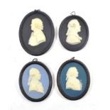 A Wedgwood Jasper Portrait Medallion, 19th century, with a bust portrait of Carl Linnaeus on a