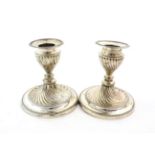 A Pair of Victorian Silver Candlesticks, by Hawksworth, Eyre and Co, Sheffield, 1899, spirally-