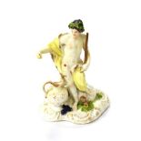 A Meissen Porcelain Figure of a Classical Youth Representing Autumn, circa 1750, standing wearing