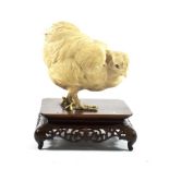 A Japanese Ivory Model of a Chicken, Meiji period, naturalistically modelled standing on a
