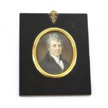 English School (circa 1800): A Miniature Bust Portrait of George Dyer, wearing a white stock and