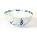A Worcester Porcelain Bowl, circa 1758, painted in underglaze blue with The Walk in the Garden