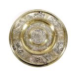 A Victorian Parcel-Gilt Silver-Plated Rosewater Dish or Charger, by Elkington, Late 19th Century,