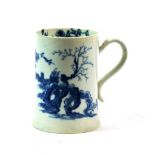 A Worcester Porcelain Mug, circa 1755, painted in underglaze blue with The Prunus Root pattern,