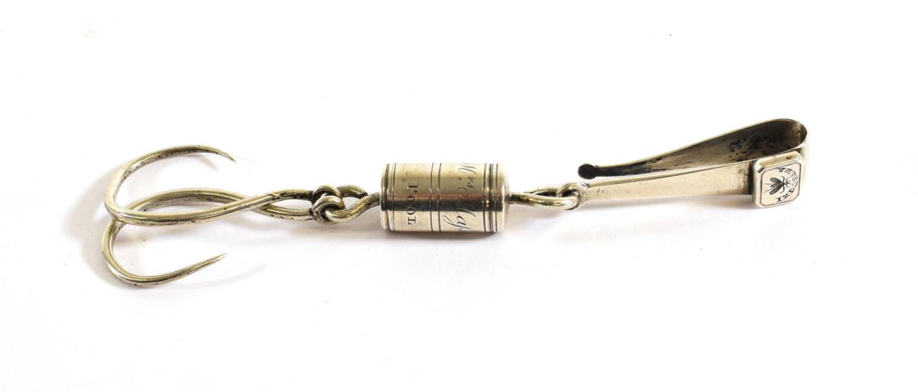 A George III Silver Game-Hook, Apparently Unmarked, Circa 1800, with a reeded barrel with suspension