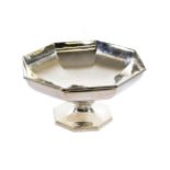 A George V Silver Bowl, by Walker and Hall, Sheffield, 1929, octagonal and with foliage heightened