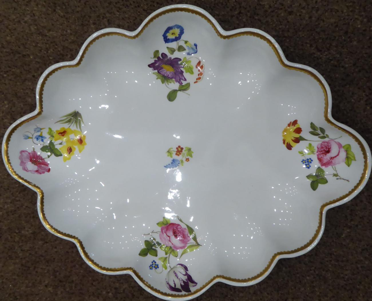 A Pair of Derby Porcelain Dessert Dishes, circa 1820, of oval form, painted with flower sprays and - Image 3 of 5