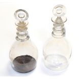 A Pair of Triple Ring Neck Mallet Decanters and Stoppers, early 19th century, 28cm high