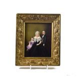An English Porcelain Plaque, painted by John Simpson, dated 1865, with family portrait of Mrs