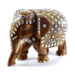 An Indian Ivory Inlaid Hardwood Figure of an Elephant, probably Mysore, late 19th/early 20th