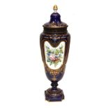 A Metal Mounted Sèvres Style Pottery Urn and Cover, circa 1900, of baluster form, decorated with