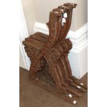 Two Pairs of Early Gothic Revival Cast Iron Bench Ends, in the manner of A W N Pugin, mid 19th