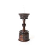 A Lignum Vitae Pricket Candlestick, in 17th century style, with turned bowl, knopped stem and turned