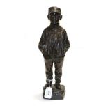 Julio Marti: A Bronze Figure of a Young Boy, wearing a cap, his hands in his pockets, signed JULIO