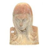 A Terracotta Bust of a Girl, dated 1938, inscribed Mary Stourton and with monogram and date, 42cm