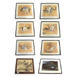 Japanese School (20th century): Erotic scenes, colour prints, a set of six; Nishiyama, woodblock