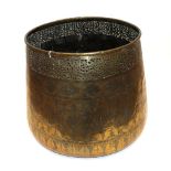 A Persian Brass Log Bin, 41.5cm diameter