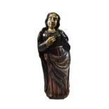 A Spanish Carved and Painted Wood Figure of St Madelaine, probably Basque, 17th century, standing