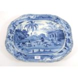 A Staffordshire Pearlware Indian Sporting Series Platter, circa 1820, printed in underglaze blue