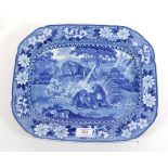 A William Adams & Sons Pearlware Platter, circa 1820, printed in underglaze blue with the Lions