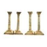 Four Victorian Silver Candlesticks, Three by William Gibson and John Langman, Two Sheffield, 1897,