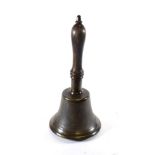 A Town Crier's Hand Bell, 18th century, with turned lignum vitae handle, 45cm high