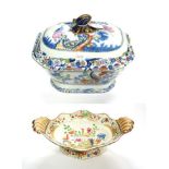 A Masons Ironstone Soup Tureen and Cover, circa 1820, of canted rectangular form, decorated with a