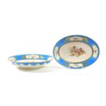 A Pair of Sevres Oval Dessert Dishes, 18th century, the decoration later, painted with putti and
