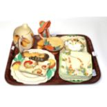 ^ Royal Doulton including Syren pattern pin tray, a set of six plates and matching cake plate,