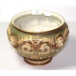 ^ A Royal Worcester blush ivory jardiniere/planter, with lion mask decoration and puce mark to base