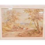 Henry Earp Senior (1831-1914) Timber Wagon, signed, watercolour, 24.5cm by 35.5cm