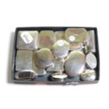 Sixteen silver boxes, with English marks or English import marks, variously oblong or oval, with