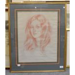 John Piggins, 20th century, Portrait of a young girl, signed and dated, pastel, 50cm by 38cm