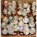 Eight trays of assorted 20th century coffee cans and saucers including examples by Burleigh ware;