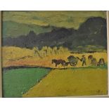 After Gustave De Smet (1877-1943) Figure with a horse and cart in a landscape, bears signature,