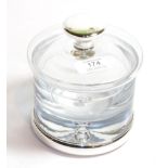 An Elizabeth II silver-mounted glass jar and cover, by Broadway and Co., Birmingham, 2005, the glass