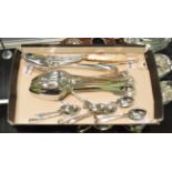 A mixed lot of silver flatware, including: a pair of Fiddle pattern table-spoons, London,1833; two