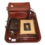 Two Baxter prints, Nelson and Wellington; a Zeiss camera in case; a leather cased sandwich box;