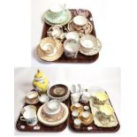 ^ Three trays of ceramics to include 19th century cabinet cups and saucers, two 18th century