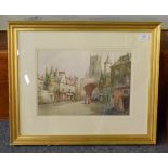 Cyril Hordy (Noel Harry Leaver), Old Brittany town, signed, watercolour, 26cm by 36cm